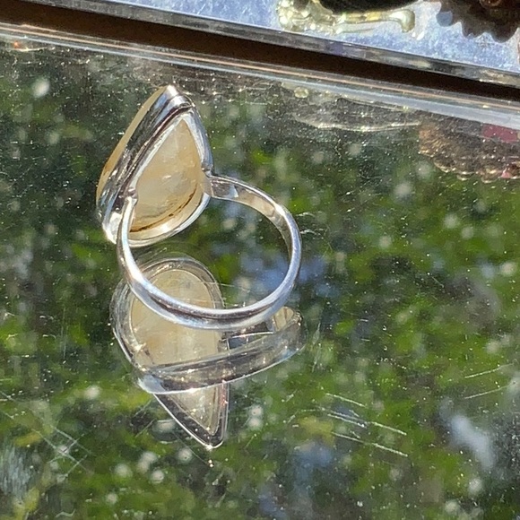 GOLDEN RUTILE 925 STERLING SILVER RING, SIZE 8 - Picture 3 of 10